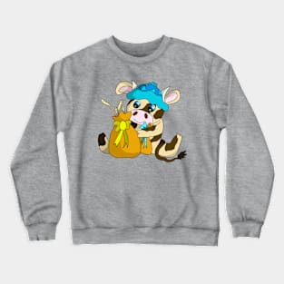 kawaii cow with a sack of hay Crewneck Sweatshirt